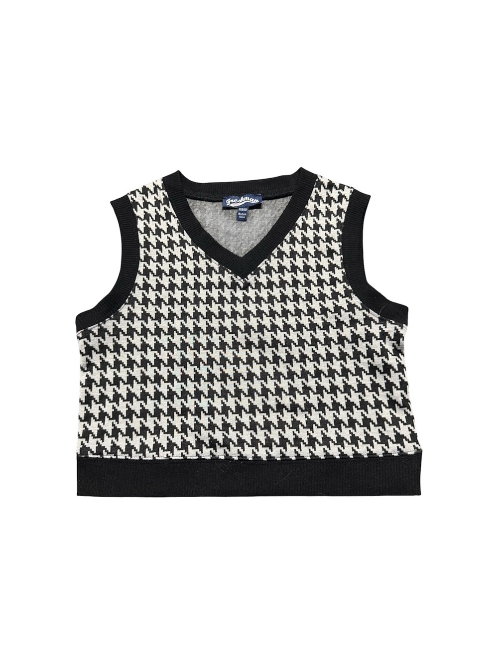 Freshman 1996 Houndstooth Sweater Vest Women’s Medium Black White Preppy